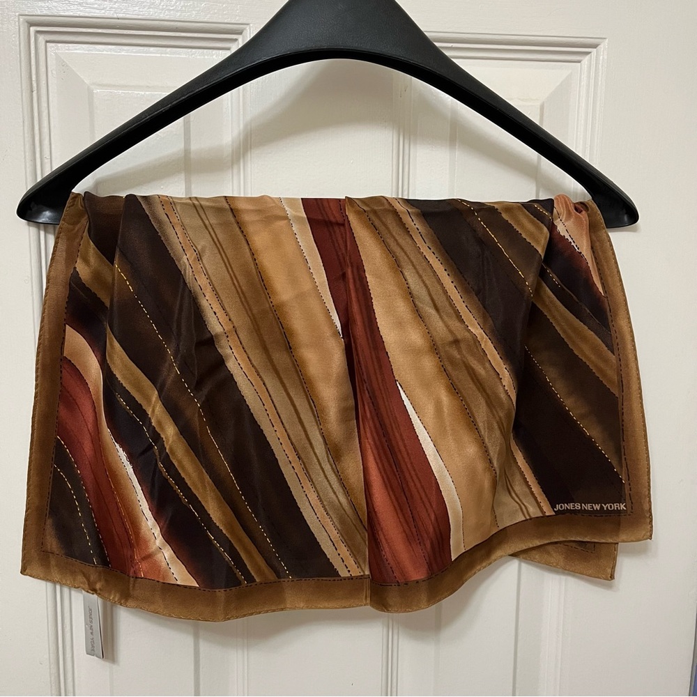 Jones New York Square Striped Silk Scarf